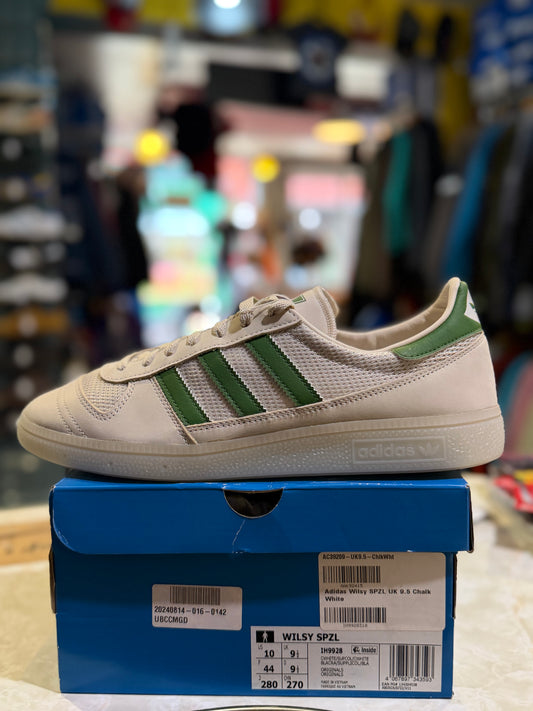 Adidas Wilsy SPZL IH9928 Chalk White Forest Green - front view on box