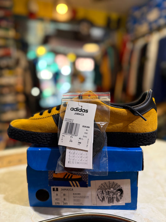 Adidas Jamaica B26386 gold and black UK 8.5 with tags, spare laces and original box