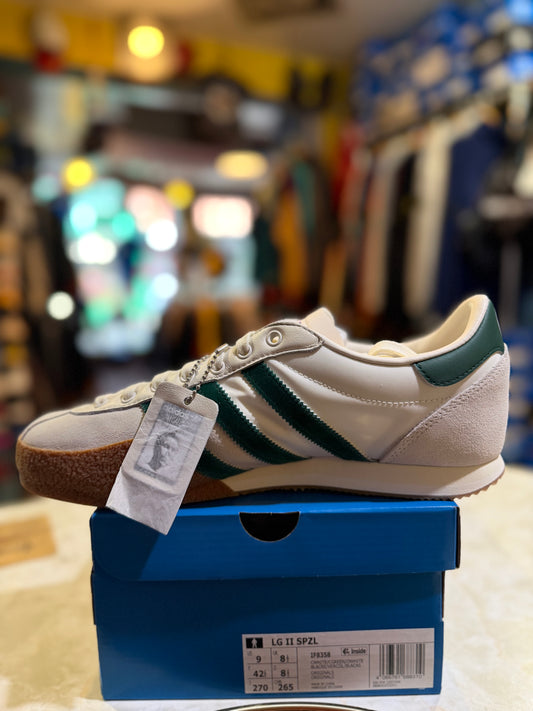 Adidas LG II SPZL off white dark green UK 8.5 with original tags and blue box