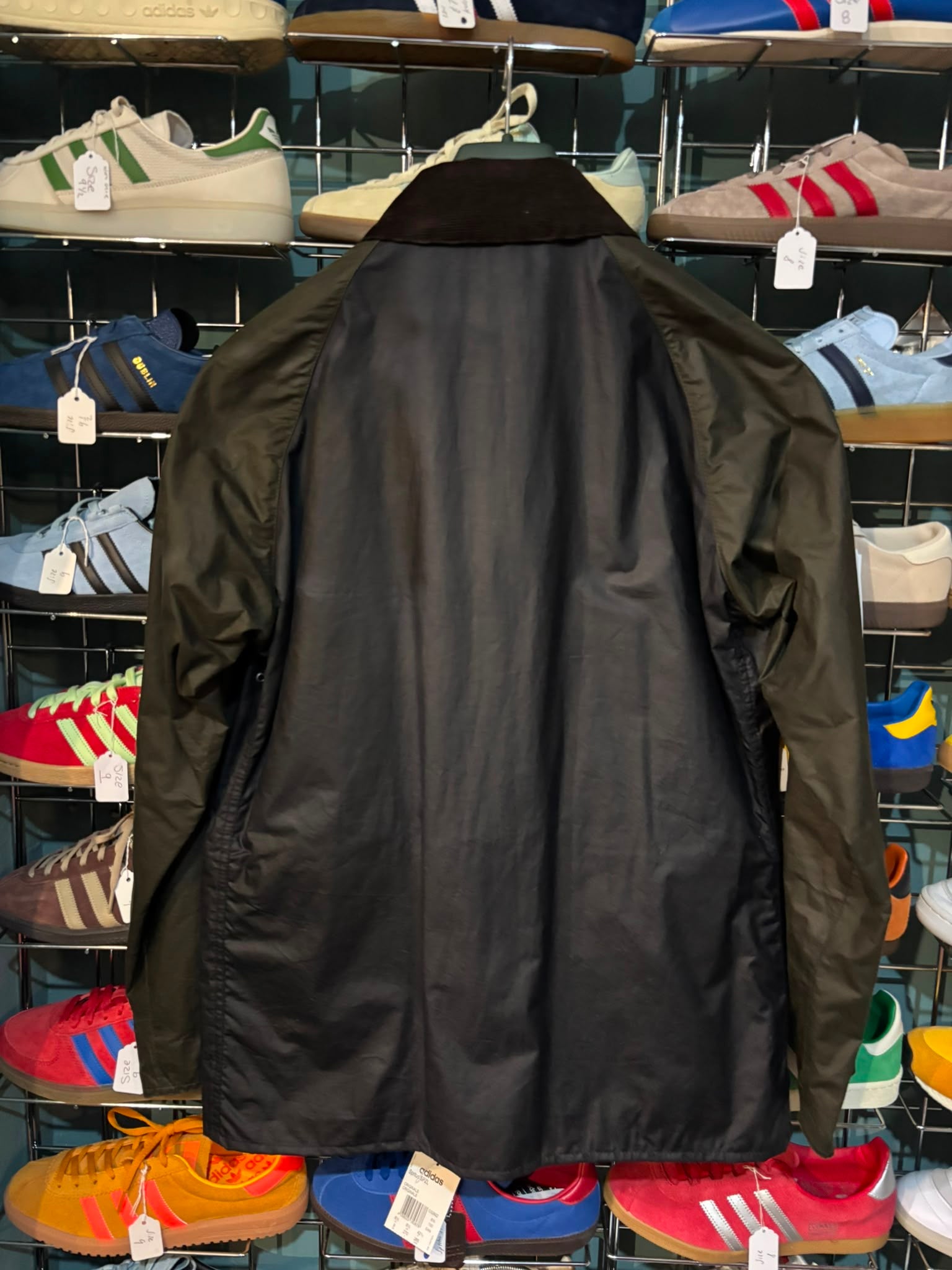 Barbour Beacon Wax Jacket Navy Olive - back view