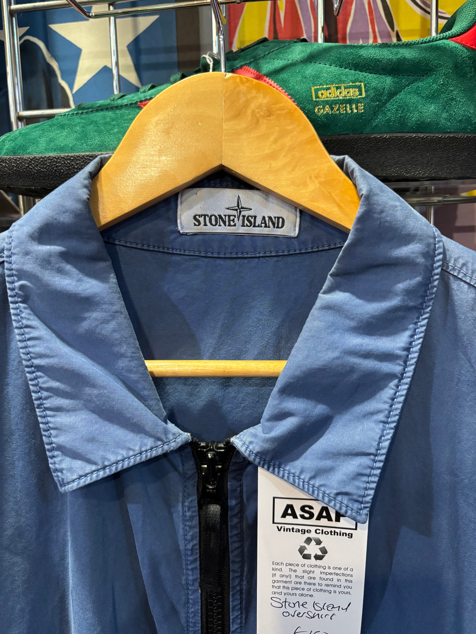 Stone Island Old Effect Zipped Cotton Overshirt Steel Blue/Avio AW20 Label 3XL (Fits XL-2XL)