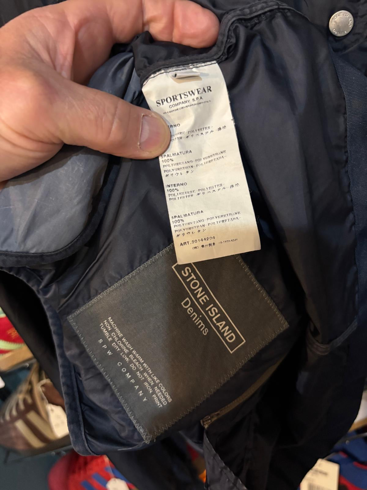 Stone Island Denims label and article code