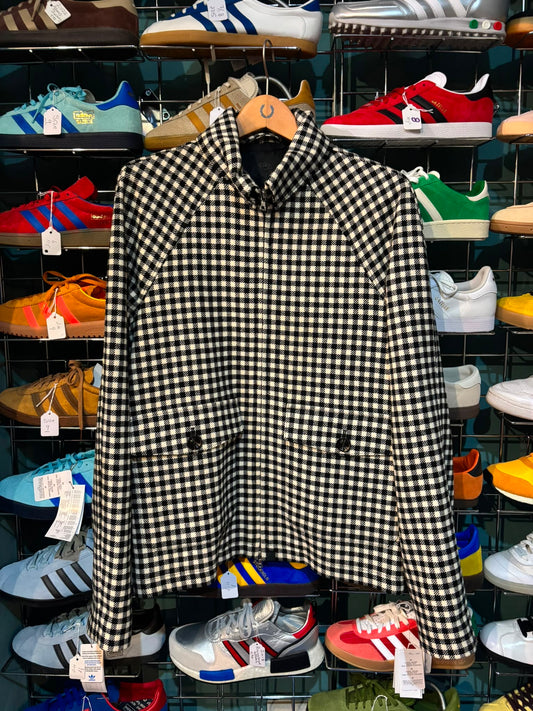 Pretty Green Black Label x Abraham Moon Gingham Wool Zip Jacket - front view showing gingham check and zip closure