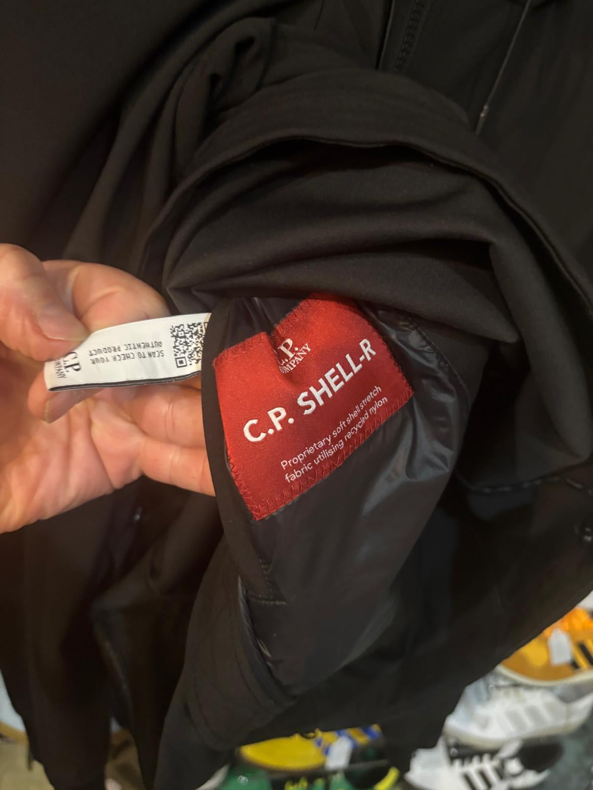 C.P. Company Shell-R fabric label - proprietary soft-shell stretch recycled nylon