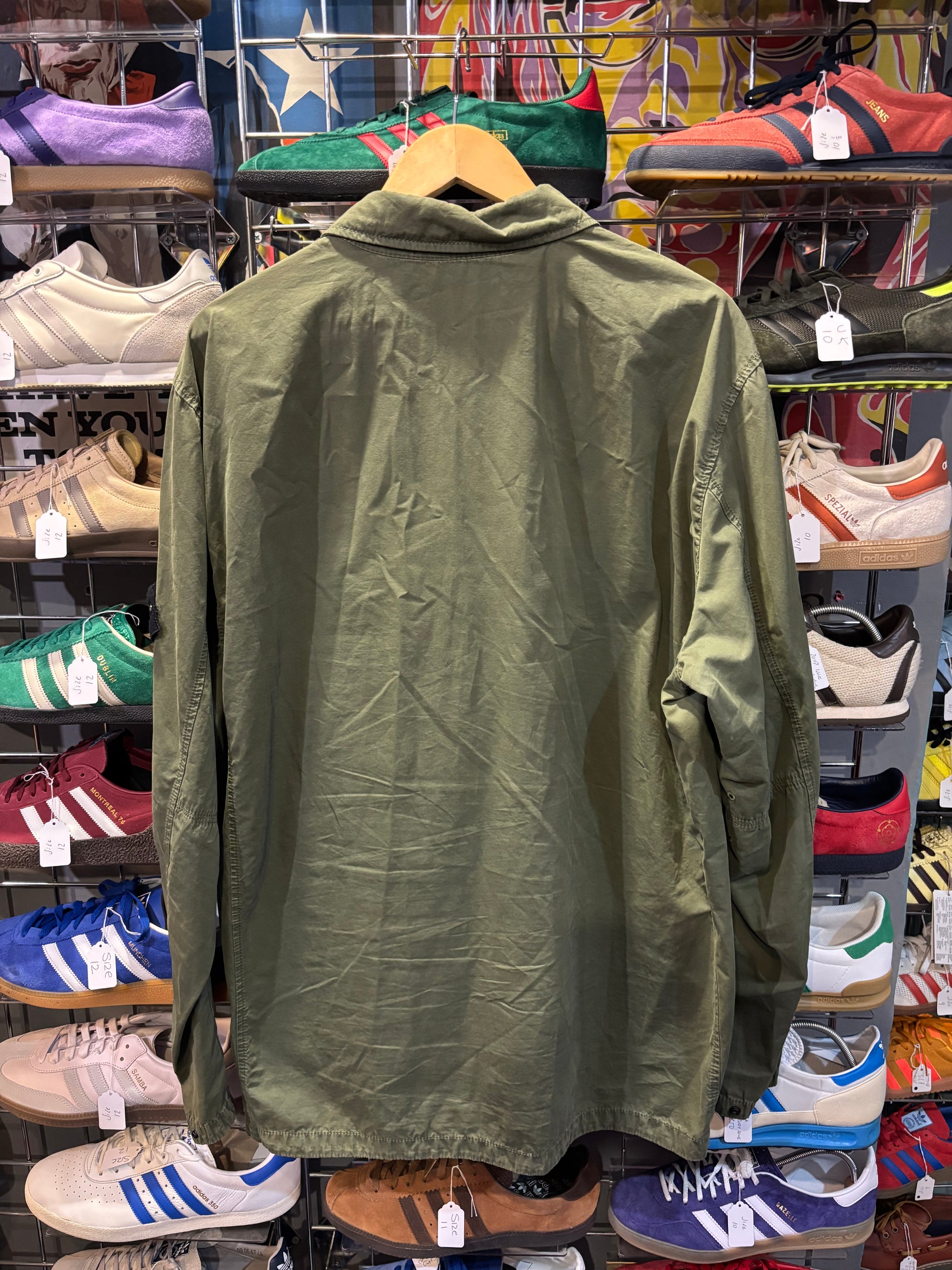 Stone Island Garment Dyed Twin Pocket Zip Overshirt Olive/Khaki AW21 Label 3XL (Fits XL-2XL)