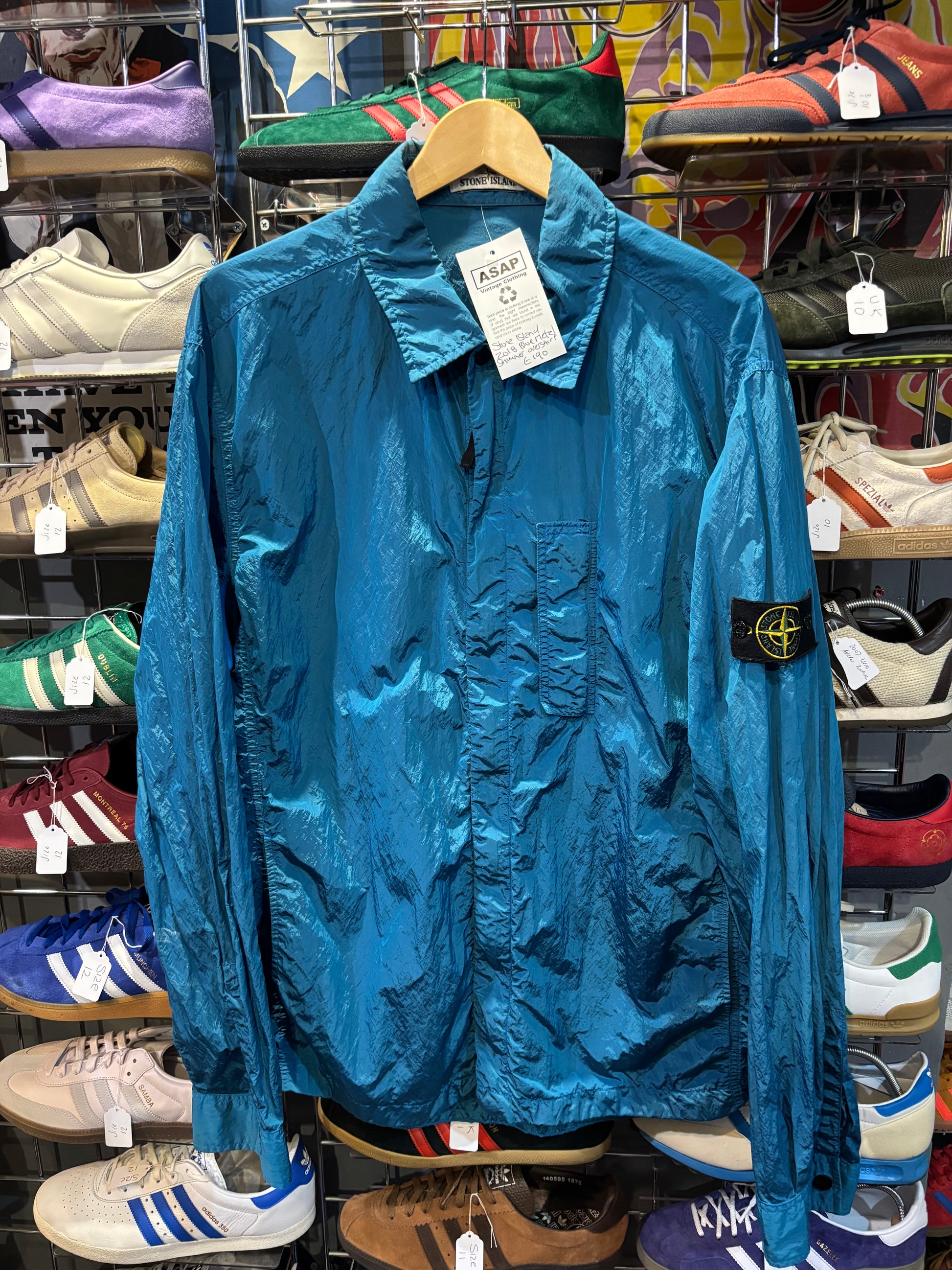 Stone Island Nylon Metal Overshirt Electric Blue/Cobalt SS18 Label 3XL (Fits XL-2XL)