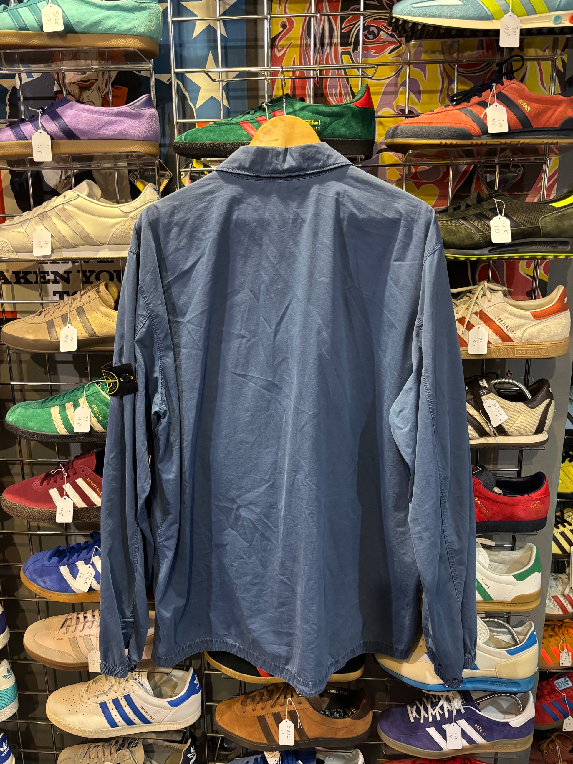 Stone Island Old Effect Zipped Cotton Overshirt Steel Blue/Avio AW20 Label 3XL (Fits XL-2XL)