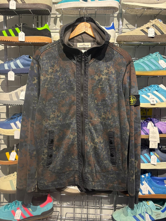 Stone Island digital camo full-zip hoodie front