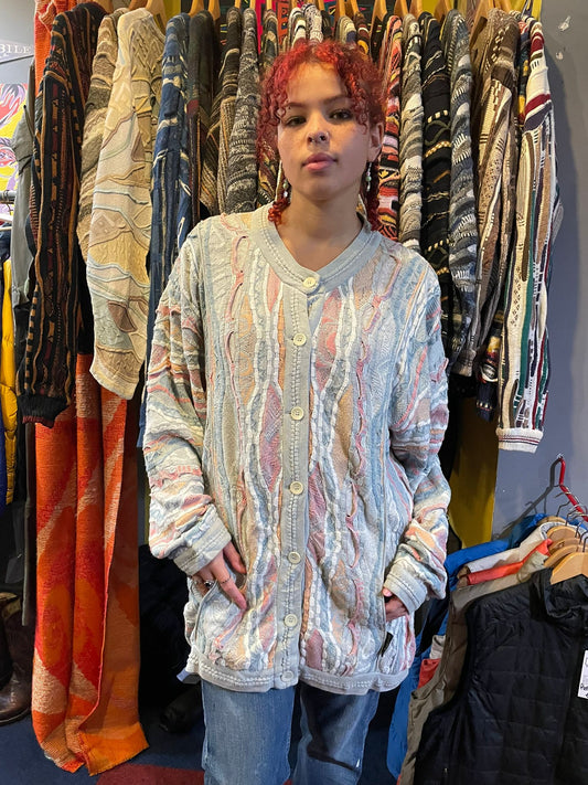 Coogi-Style 90s Button Fasten Cardigan