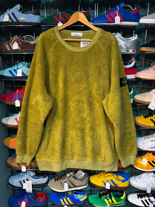 Stone Island Teddy Fleece Crewneck Sweatshirt Olive — Front