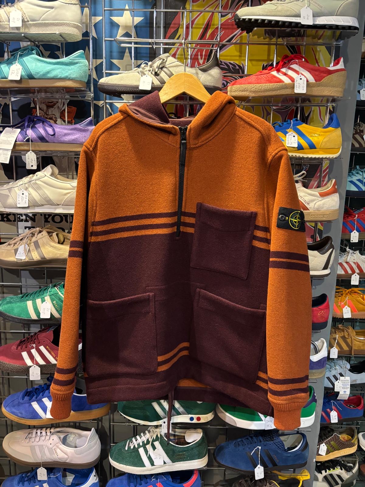 Stone Island Hooded Zip Jacket Orange Burgundy - Back