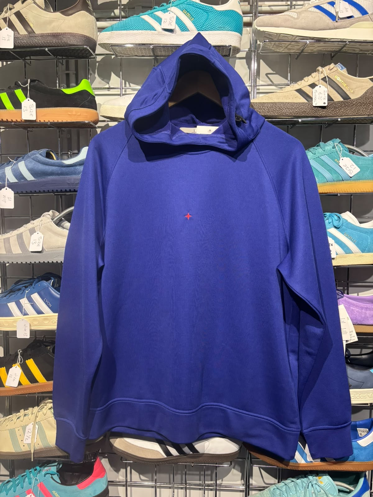 Stone Island Marina blue hoodie front with red chest star