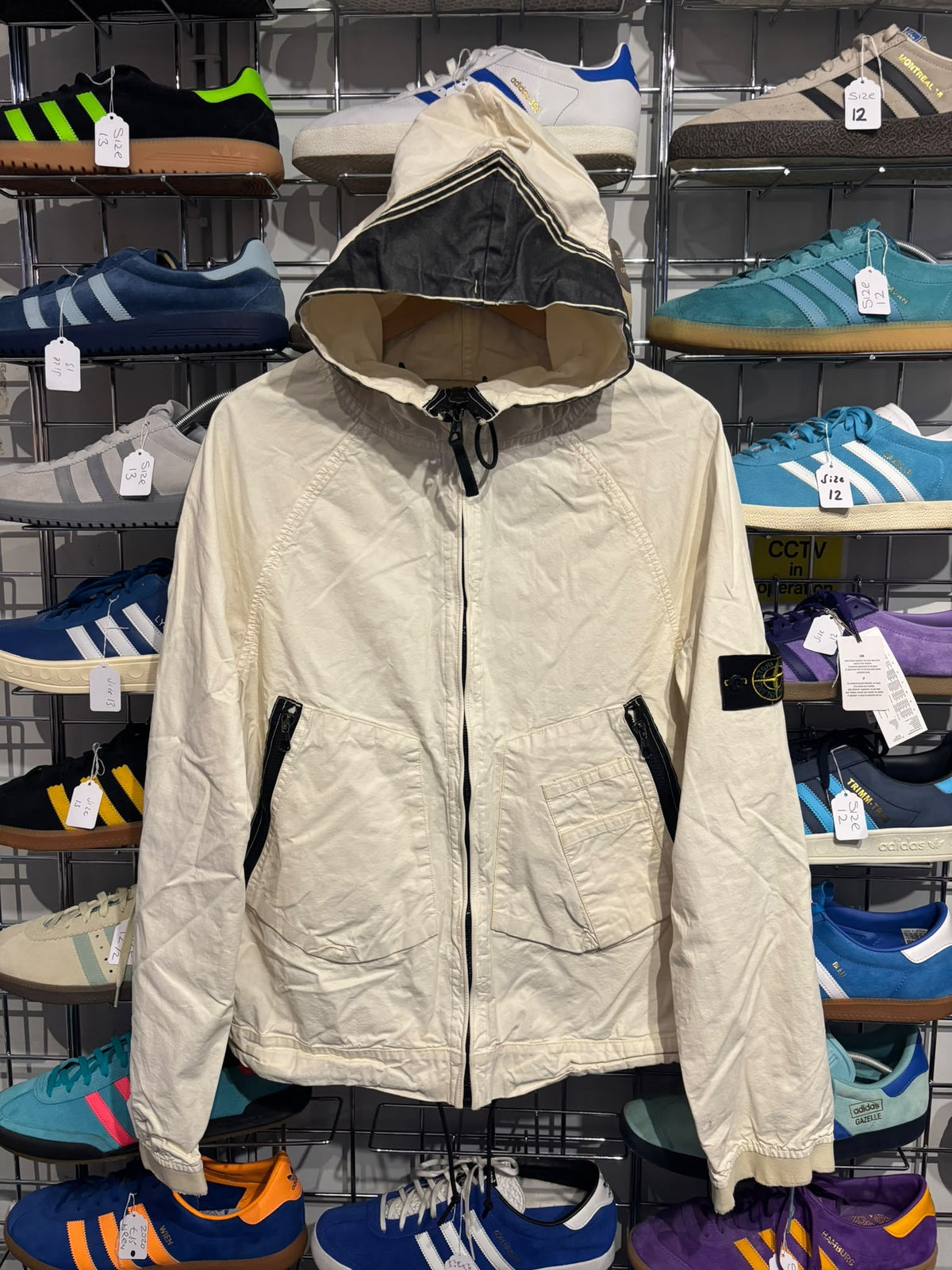 Stone Island SS06 cream resined canvas utility jacket, front view
