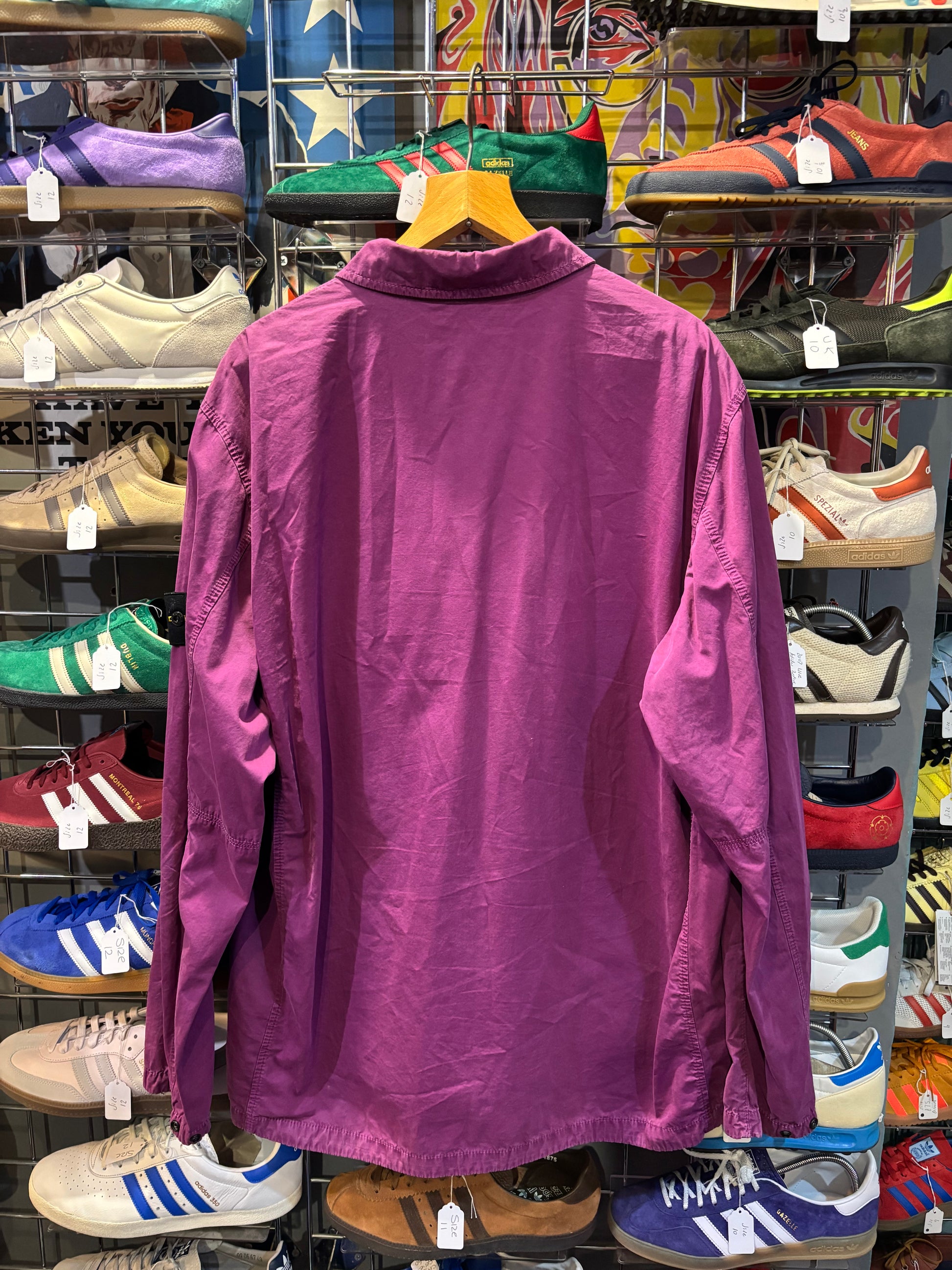 Stone Island Garment Dyed Twin Pocket Zip Overshirt Purple/Magenta AW21 Label 3XL (Fits XL-2XL)