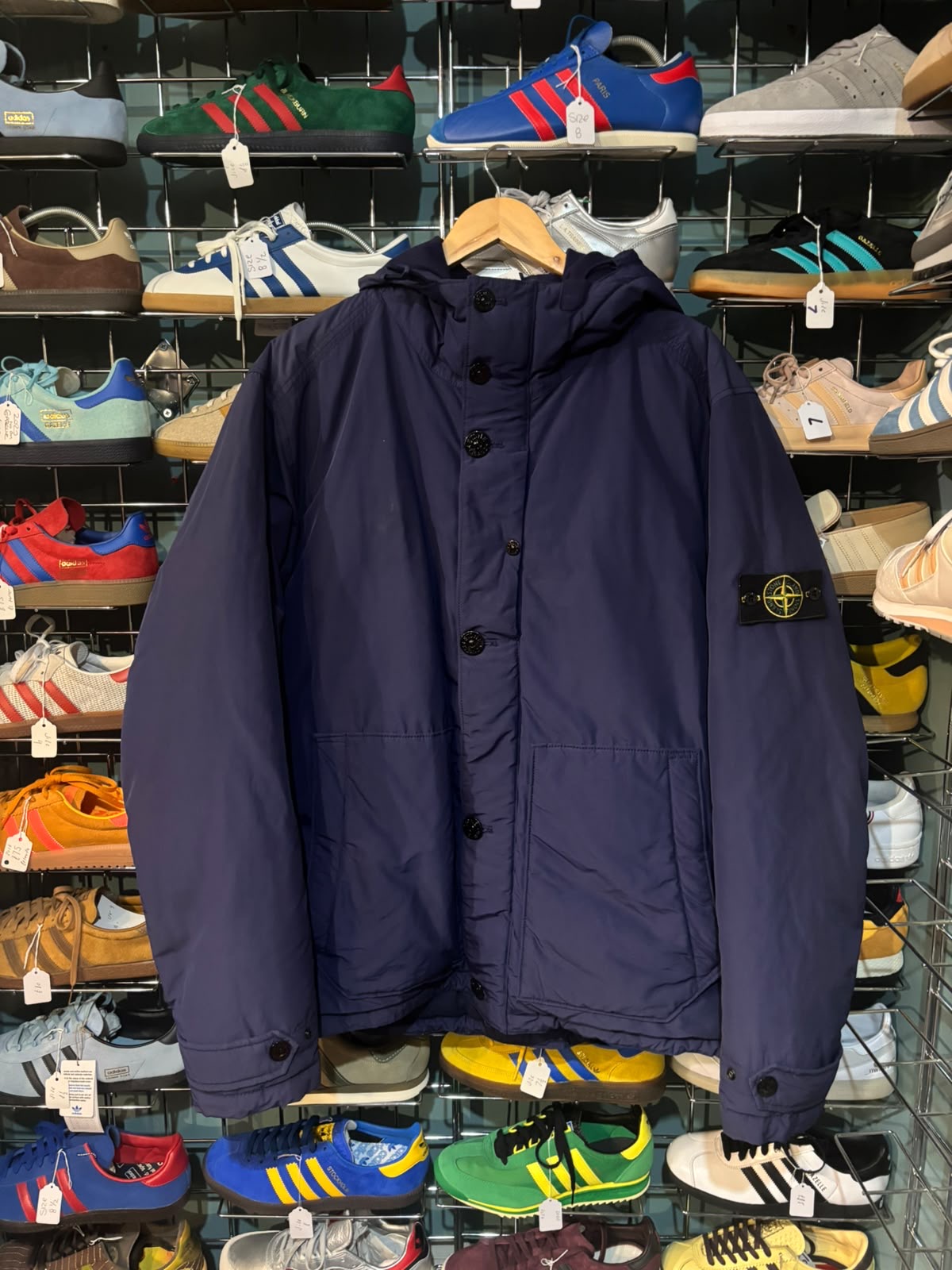 Stone Island Duck Down Hooded Jacket Navy - Front