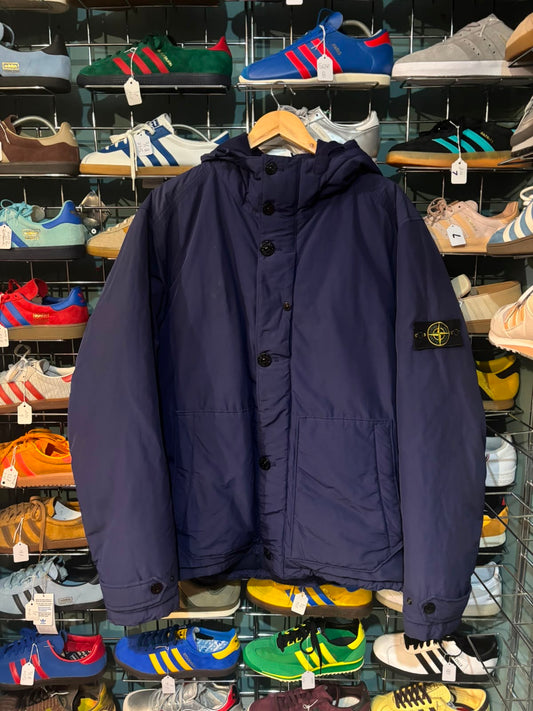 Stone Island Duck Down Hooded Jacket Navy - Front