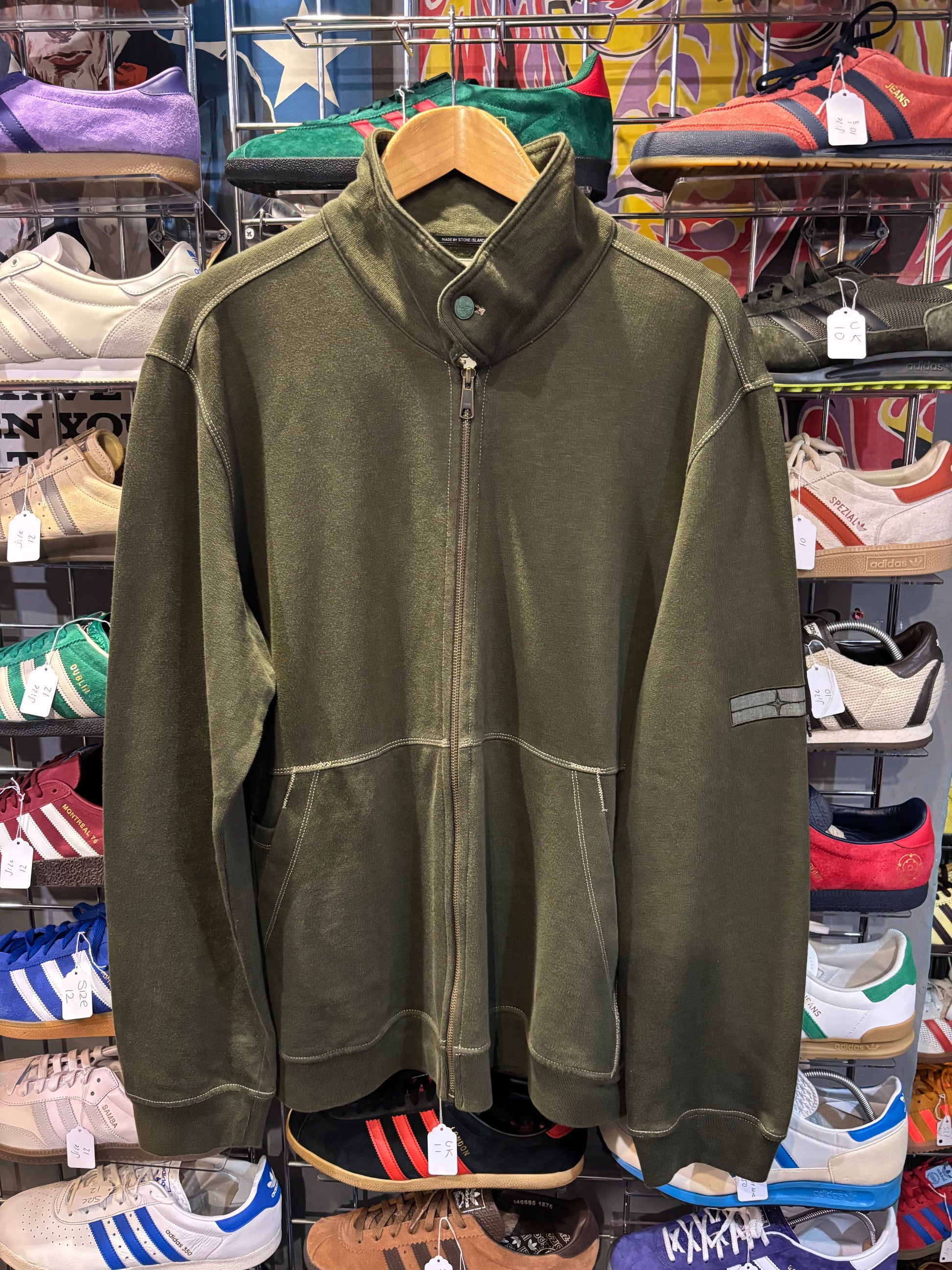 Stone Island Denims 2007 olive green zip sweatshirt jacket front view