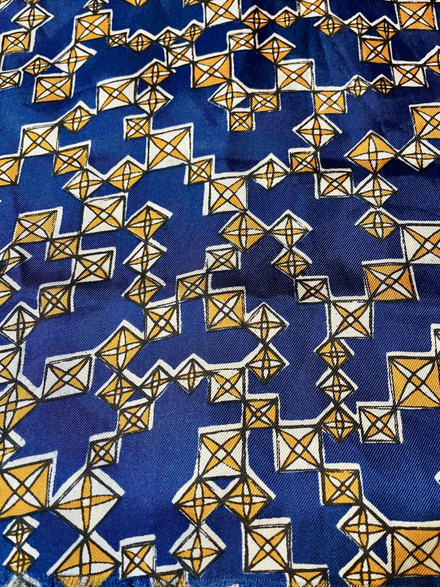 Vintage Geometric Silk Scarf