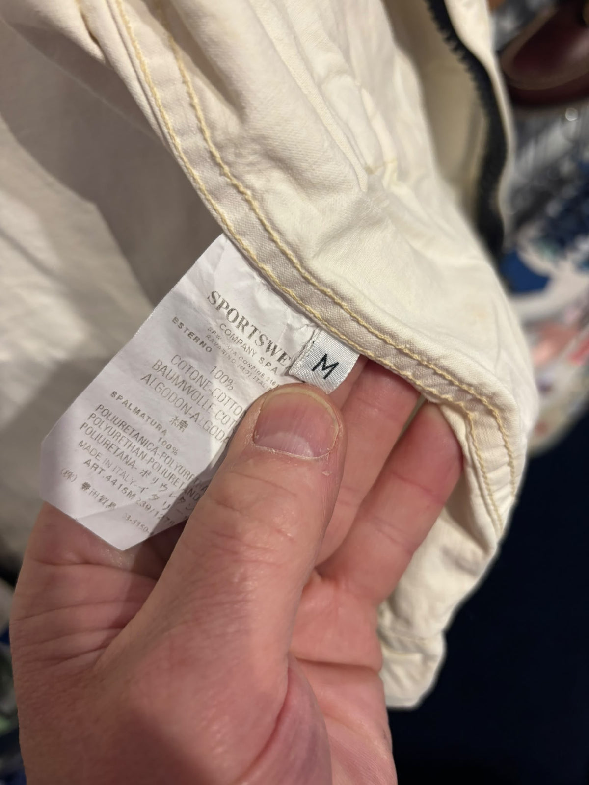 Stone Island Sportswear Company care label and size M