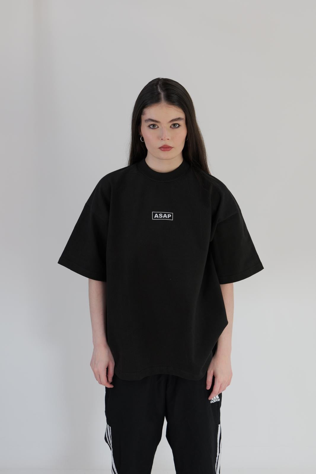ASAP LOGO TEE - BOXY FIT - BLACK - LARGE