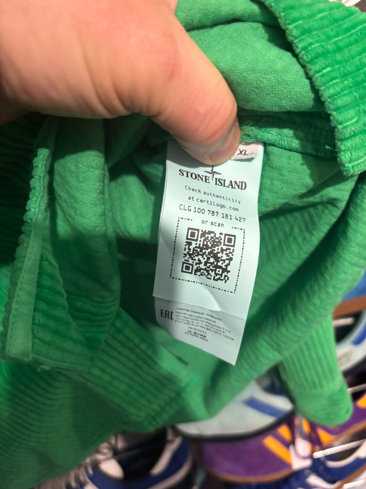 Stone Island XL internal Certilogo label