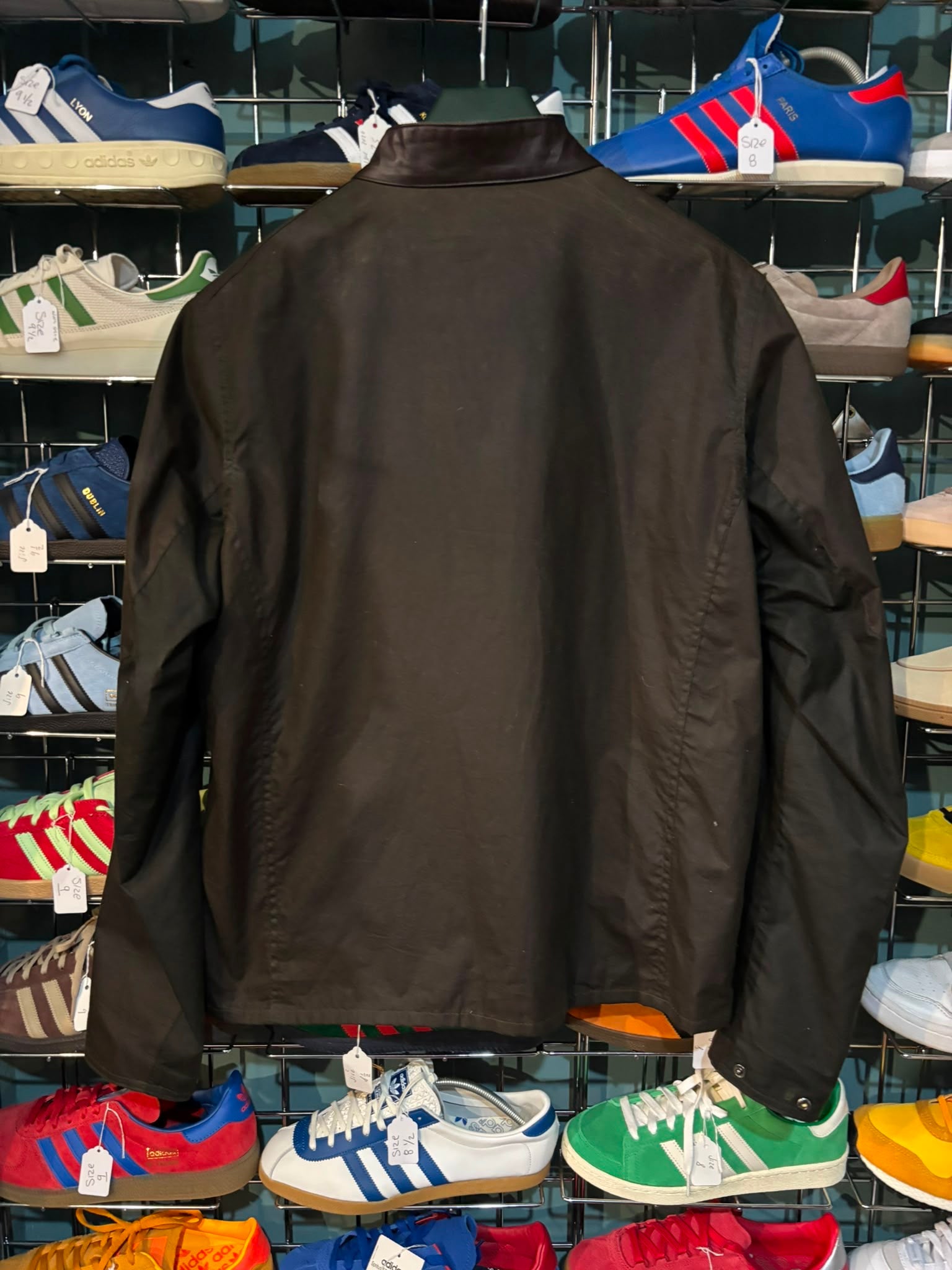 Barbour International Steve McQueen Wax Jacket Dark Olive - back view
