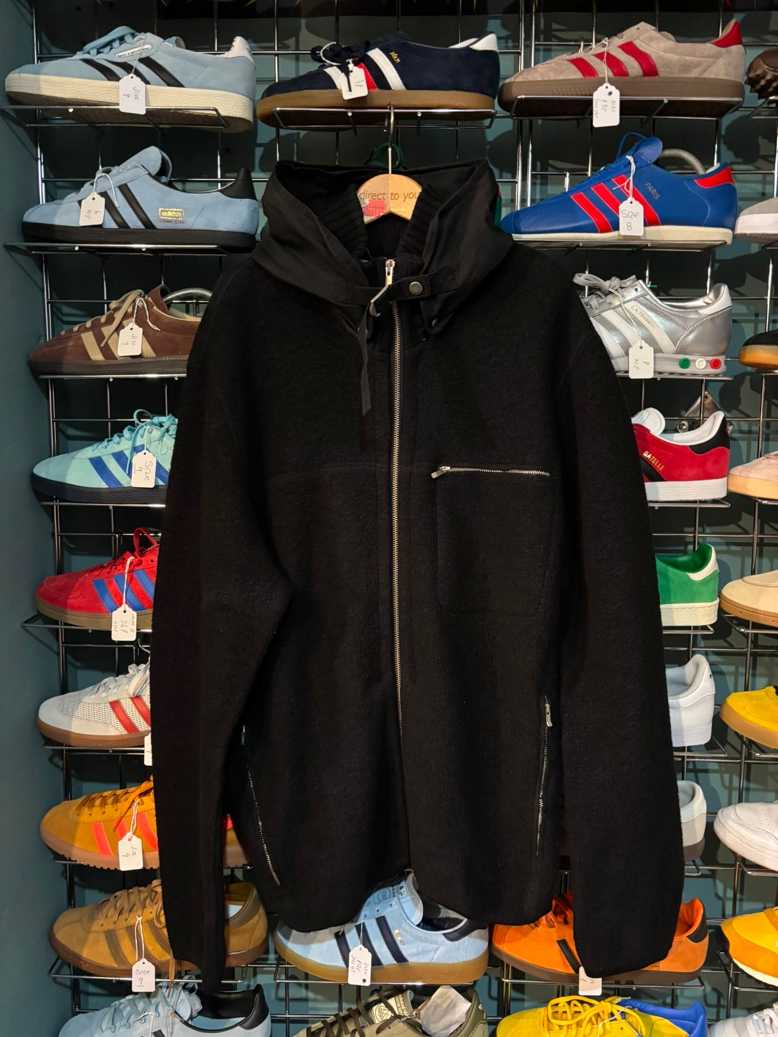 C.P. Company Wool Hooded Zip Jacket Black — Front