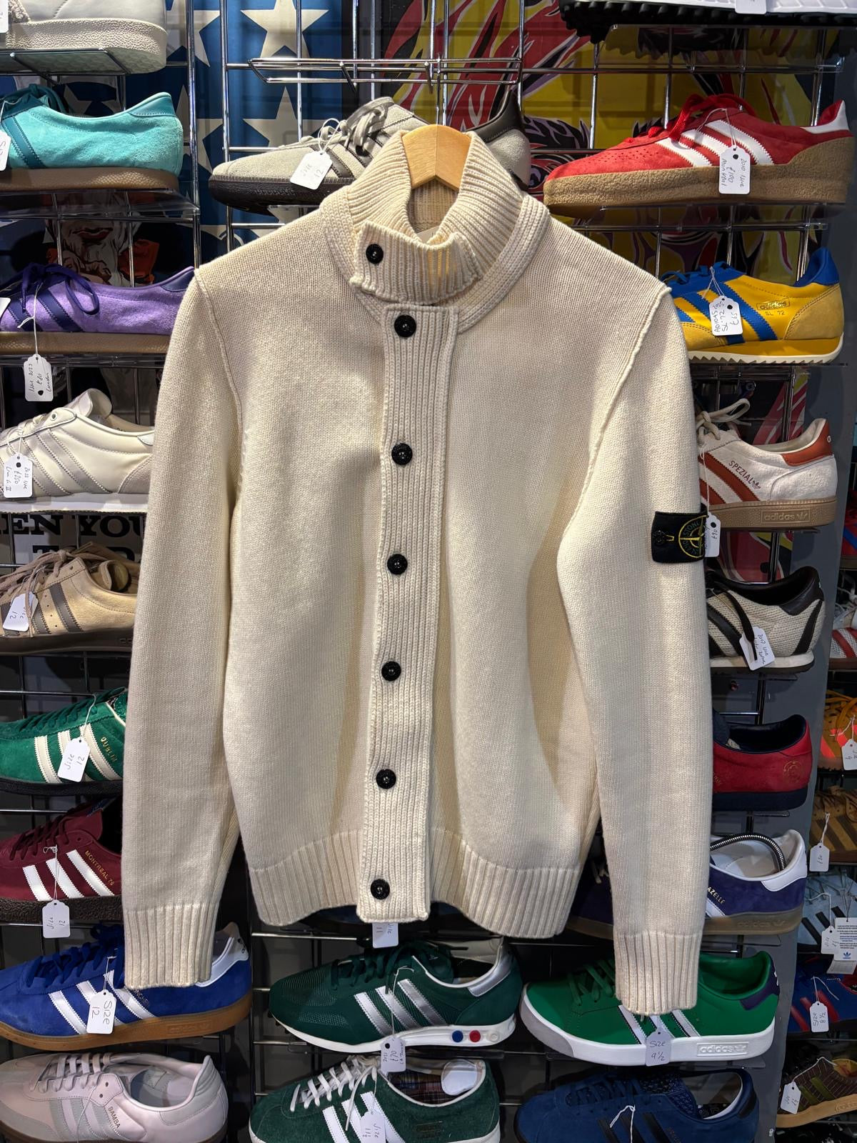 Stone Island Knit Button Cardigan Natural Cream - Back