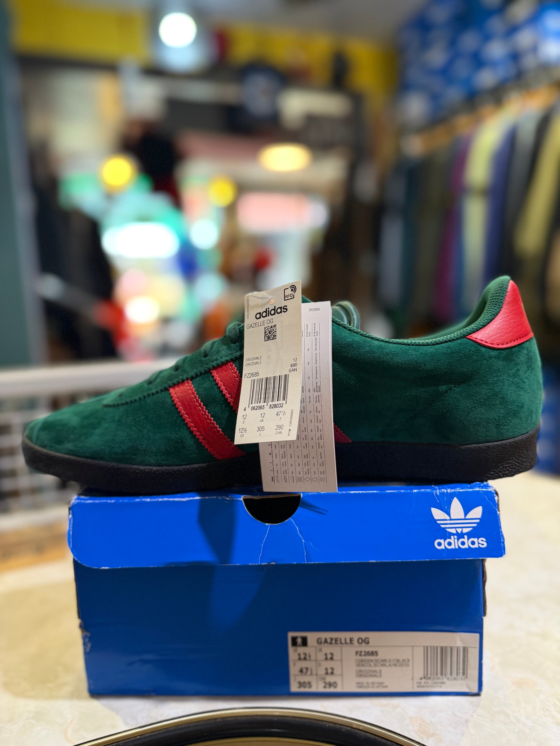 Adidas Gazelle OG Collegiate Green/Scarlet/Black UK 12