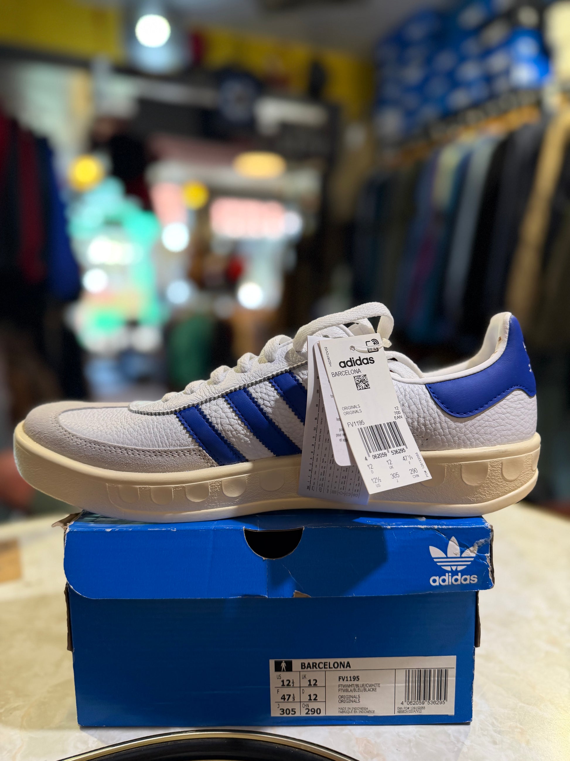 Adidas Barcelona Cloud White / Blue / Cream – UK 12 (FV1195)