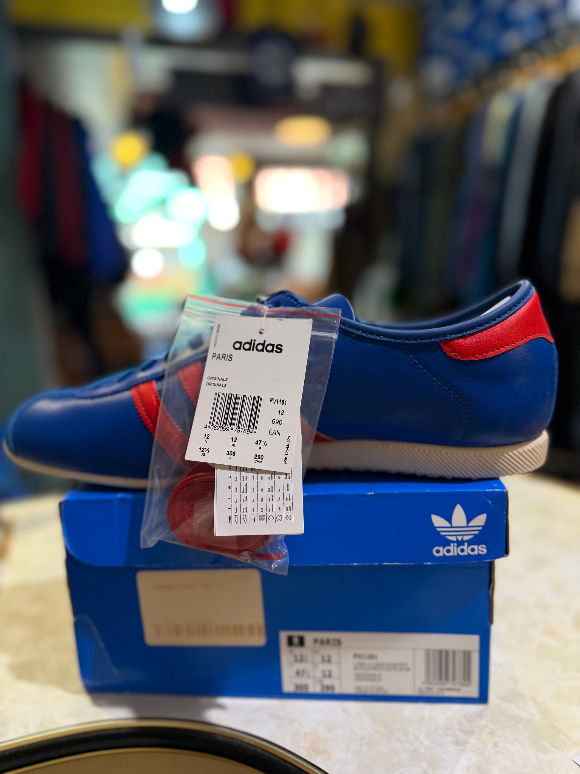Adidas Paris Lush Blue / Lush Red / Off White – UK 12