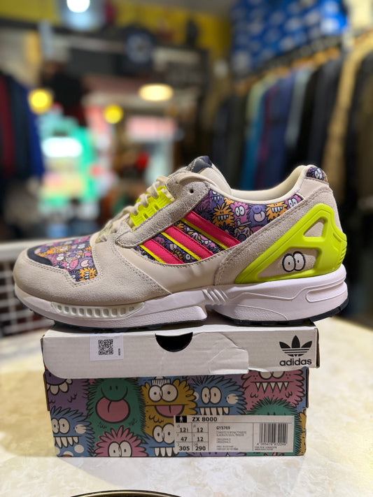 Adidas ZX 8000 x Kevin Lyons – Chalk White/Solar Pink/Solar Yellow – UK 12