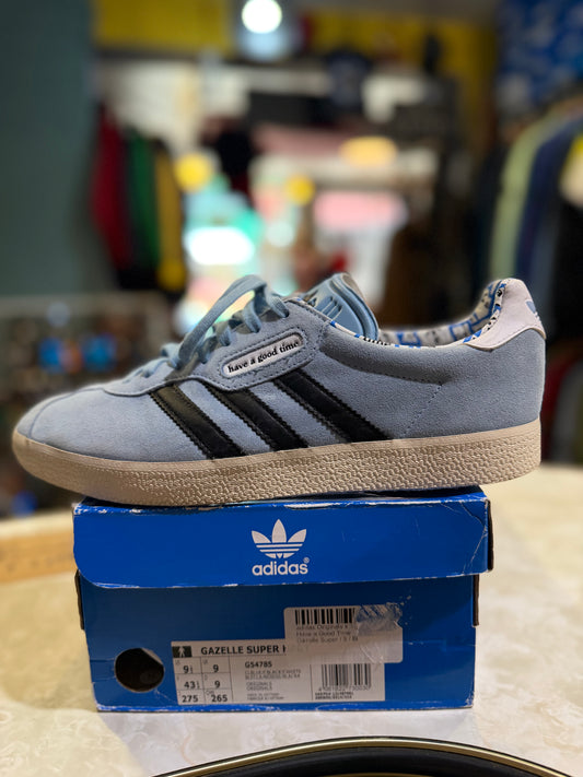 Adidas Gazelle Super x have a good time – Clear Blue/Black – UK 9