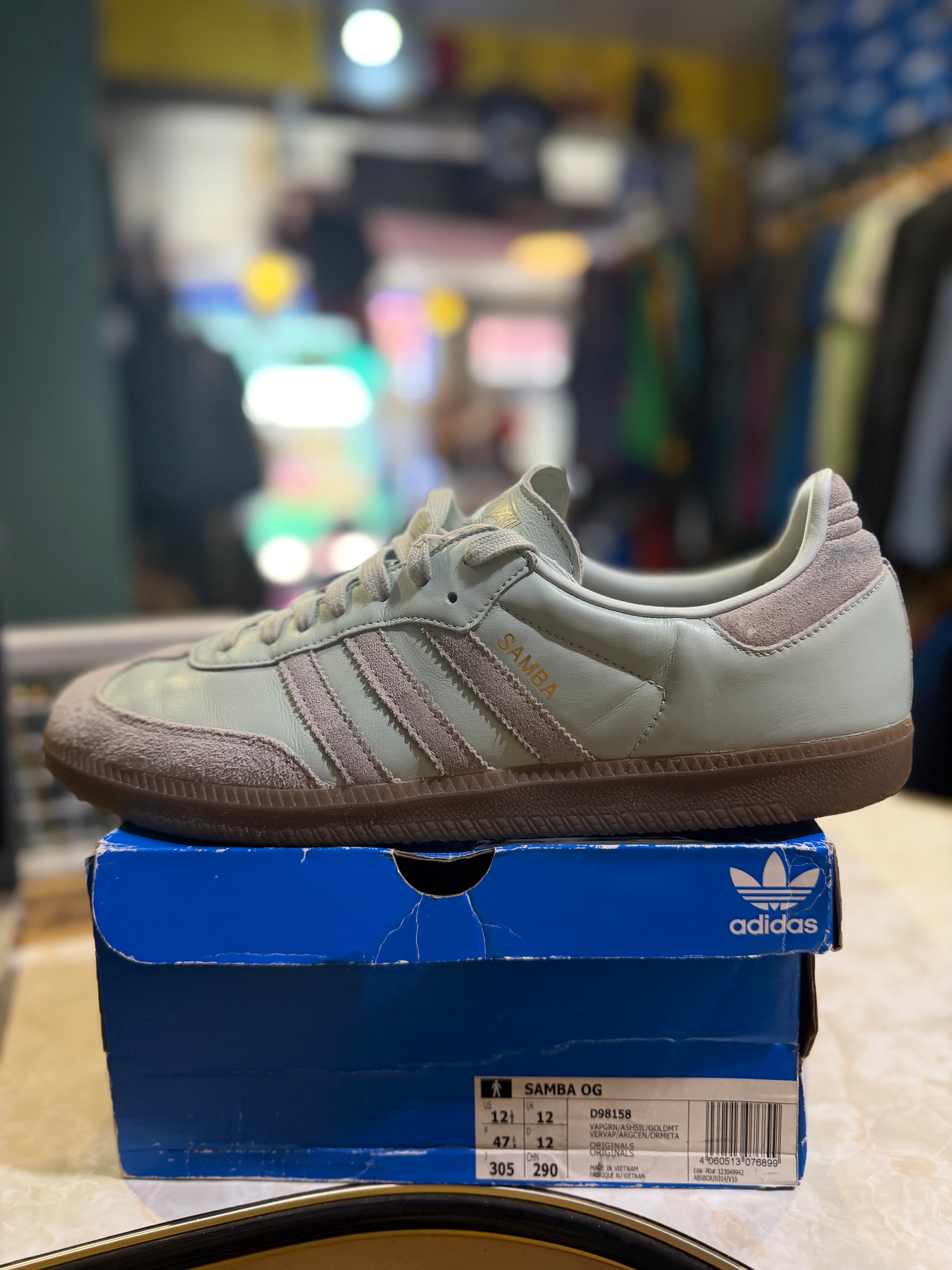 Adidas Samba OG Vapour Green/Ash Green/Gold Metallic UK 12