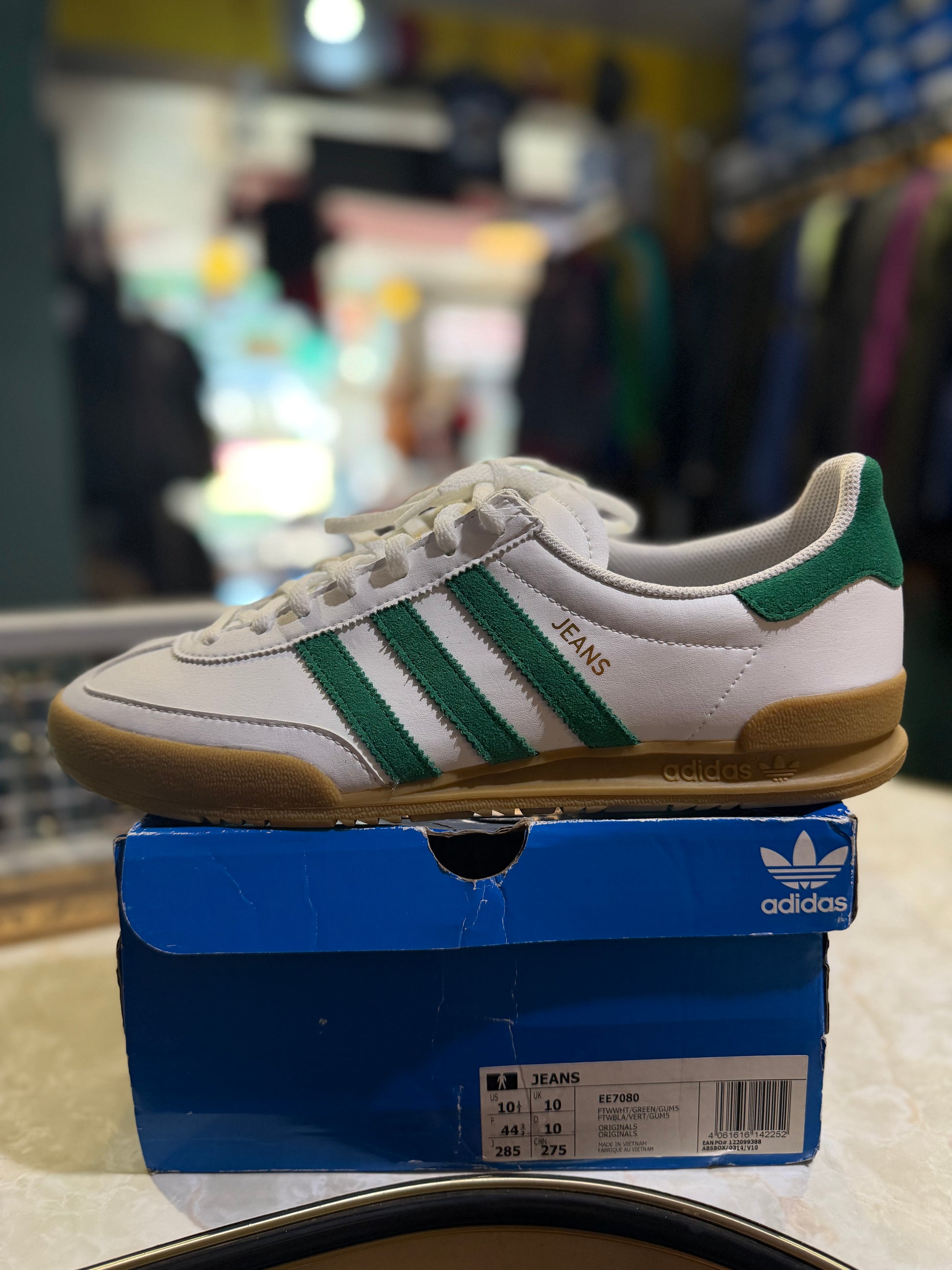 Adidas Jeans Footwear White/Green/Gum UK 10