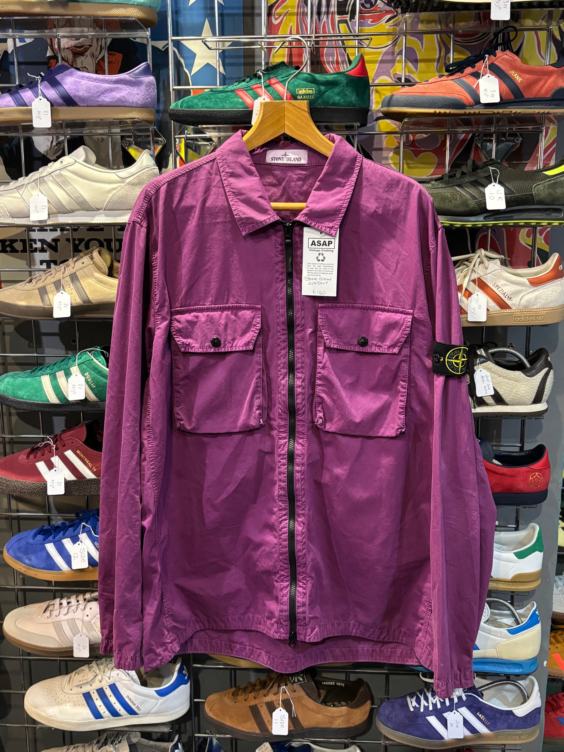 Stone Island Lightweight Overshirt Purple/Magenta Label 3XL (Fits XL-2XL)