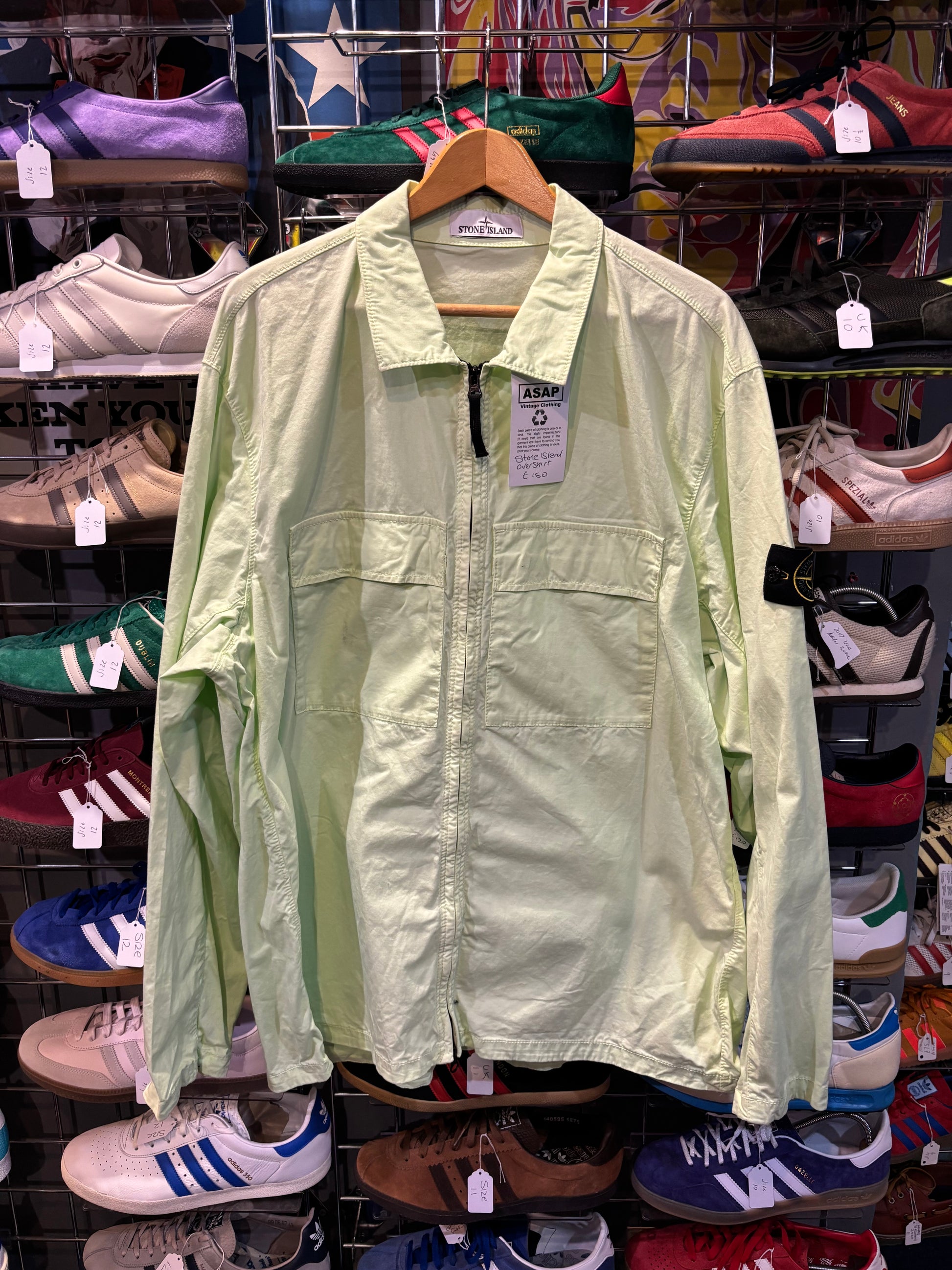 Stone Island Lightweight Overshirt Lime/Mint Green Label 3XL (Fits XL-2XL)