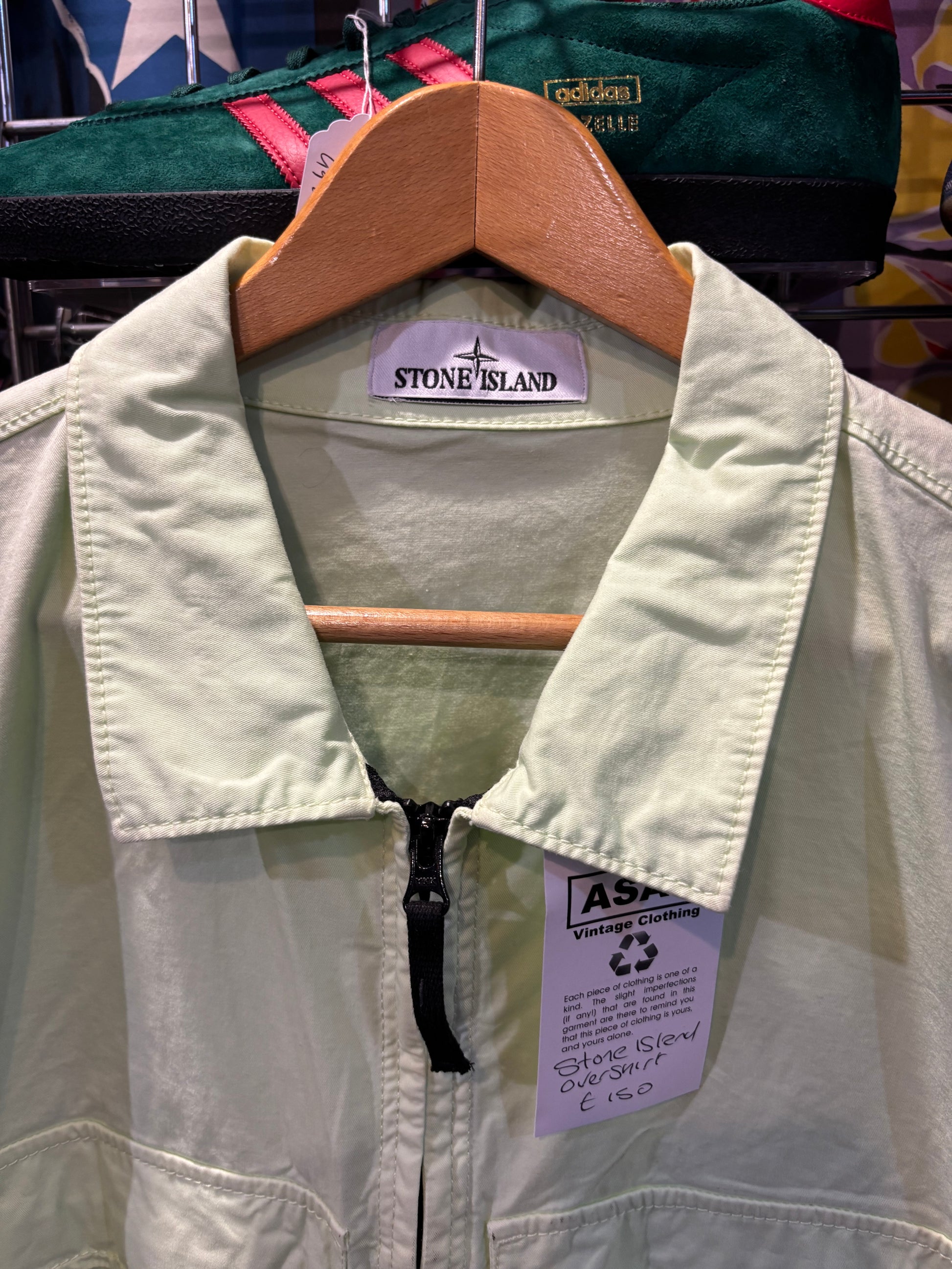 Stone Island Lightweight Overshirt Lime/Mint Green Label 3XL (Fits XL-2XL)