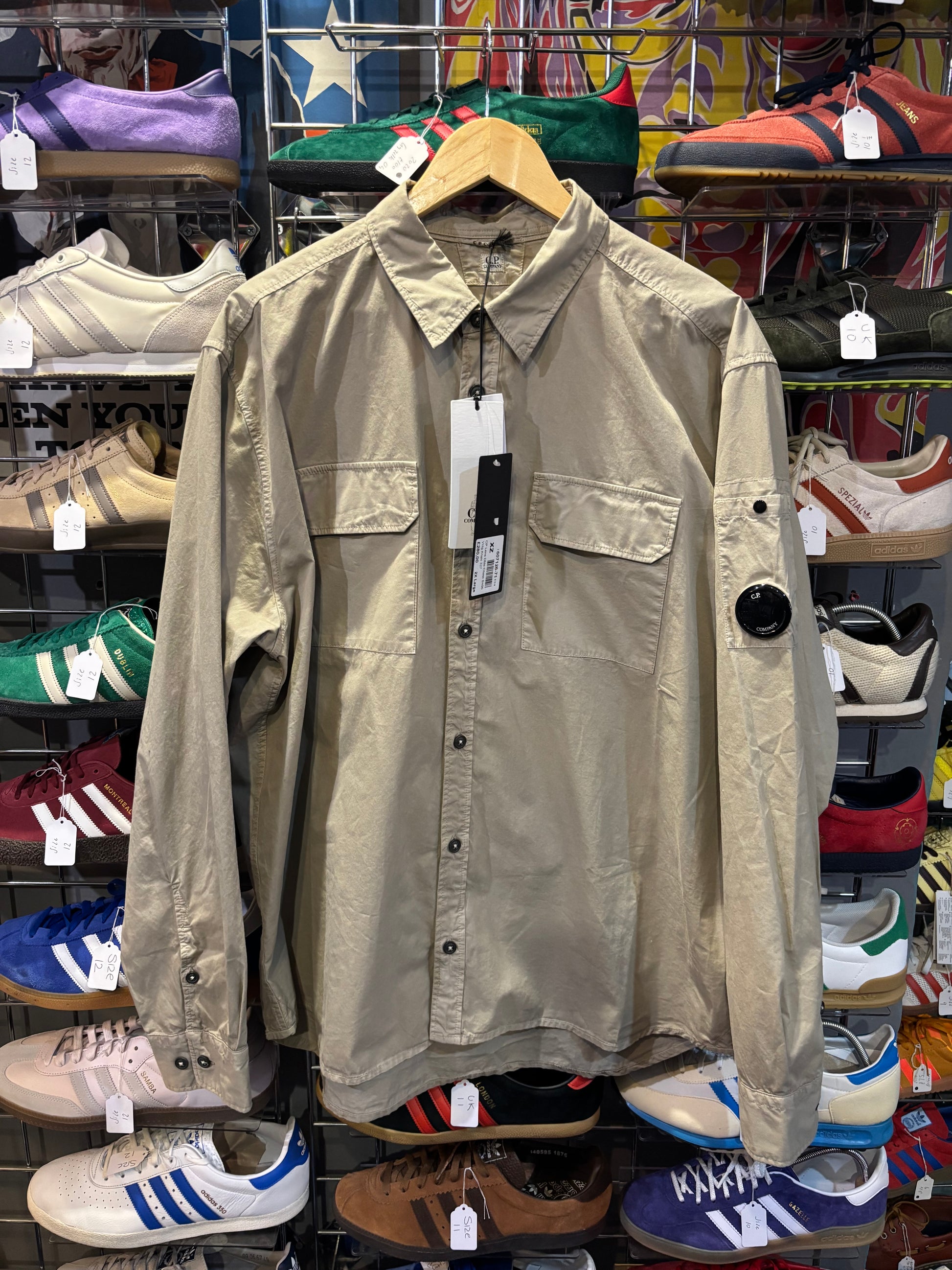 C.P. Company Organic Cotton Gabardine Lens Overshirt Khaki/Beige Label XXL