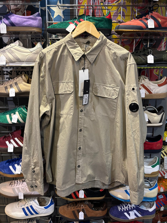 C.P. Company Organic Cotton Gabardine Lens Overshirt Khaki/Beige Label XXL