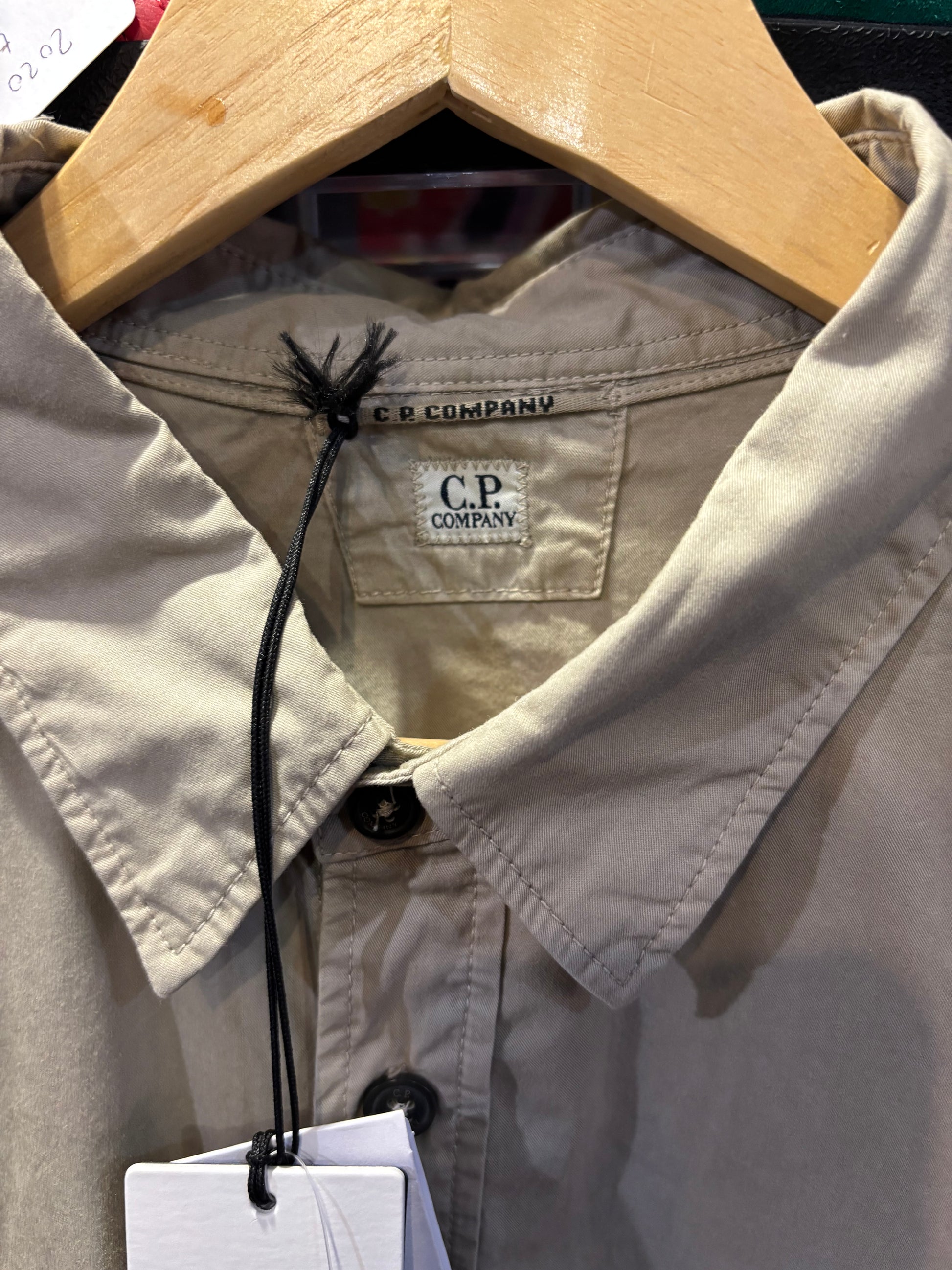 C.P. Company Organic Cotton Gabardine Lens Overshirt Khaki/Beige Label XXL