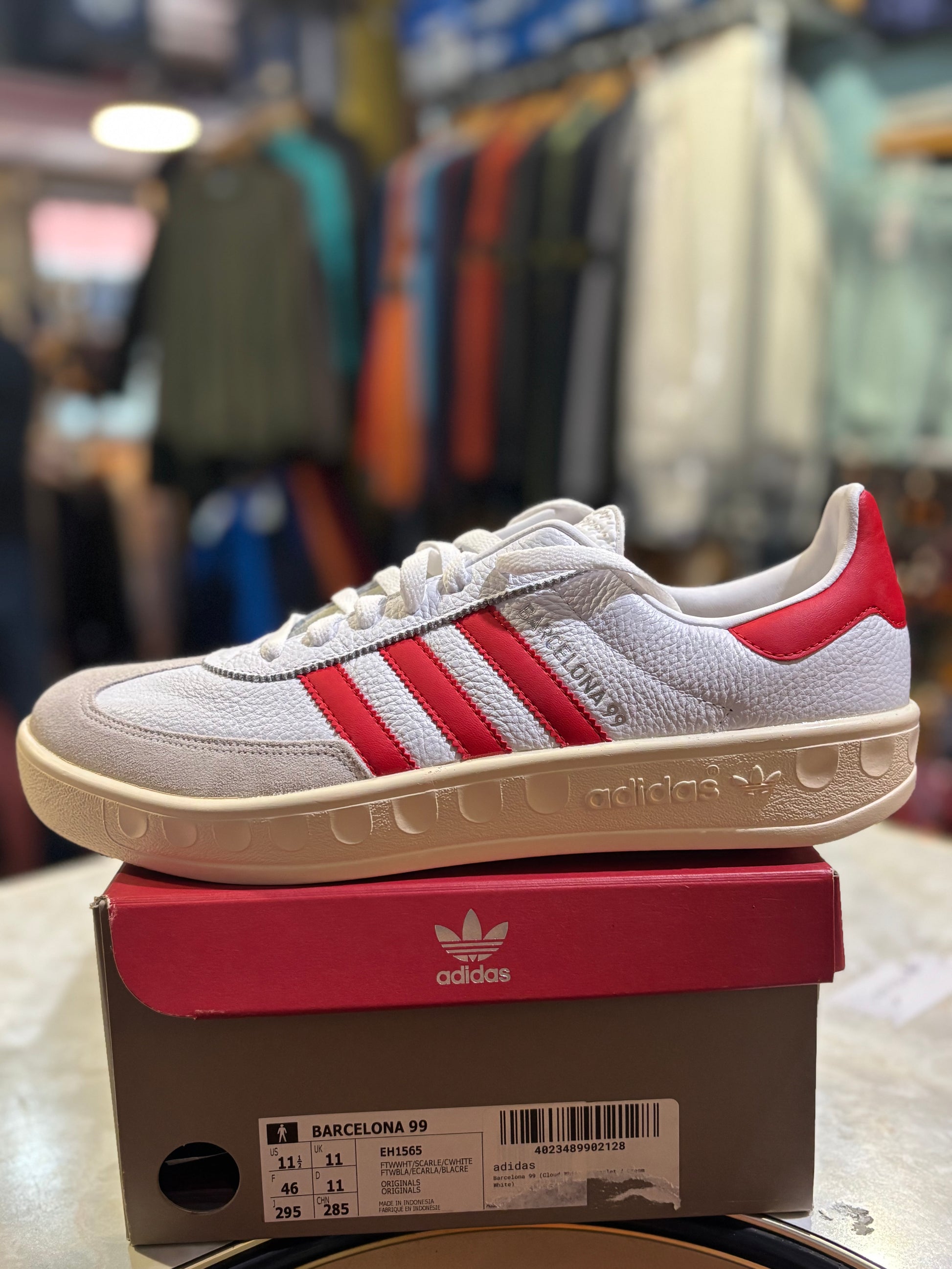 Adidas Originals Barcelona 99 EH1565 White Scarlet - Side profile on box