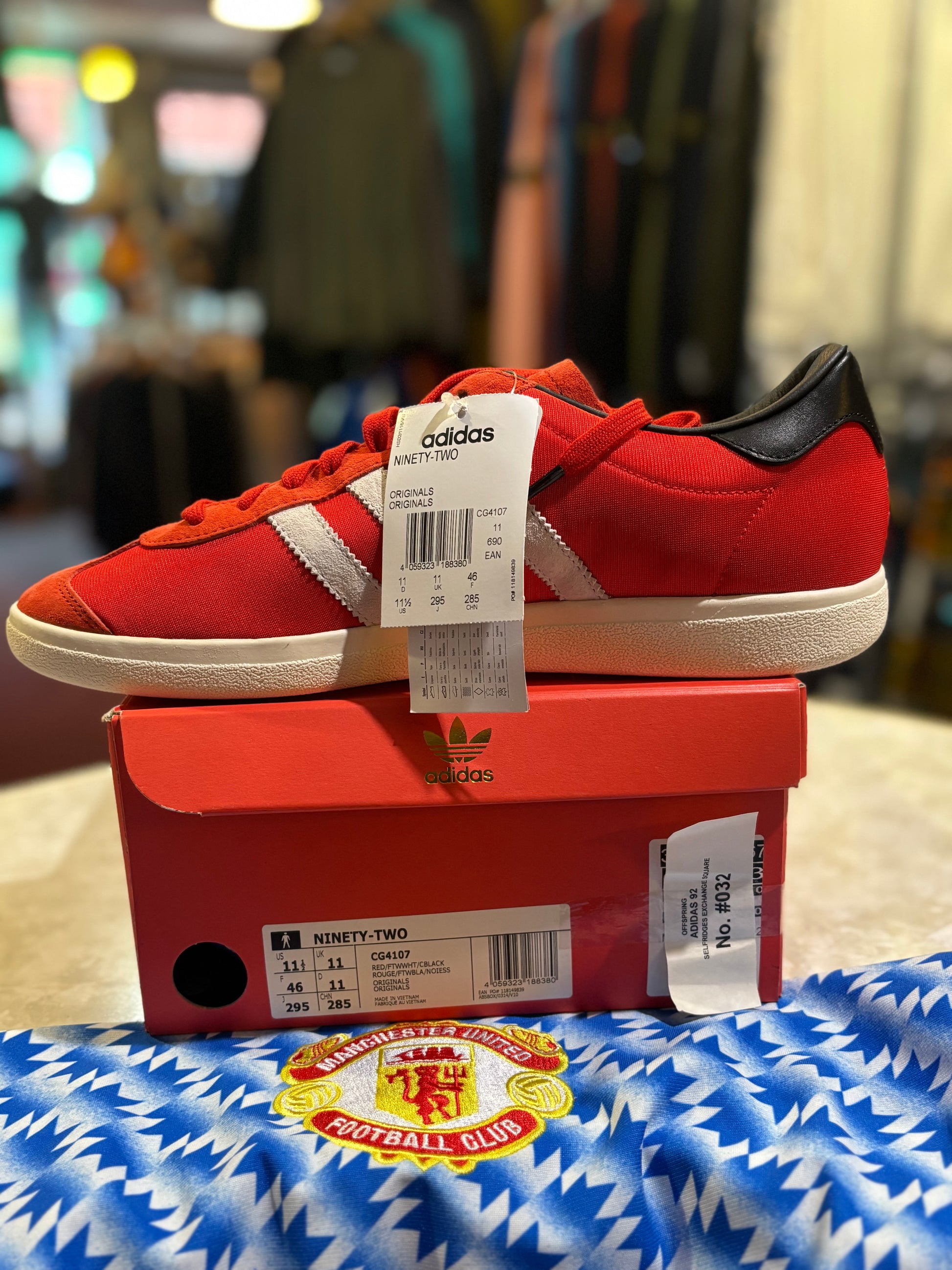 Adidas Ninety-Two CG4107 Red White Black UK 11 - Side Profile with Box