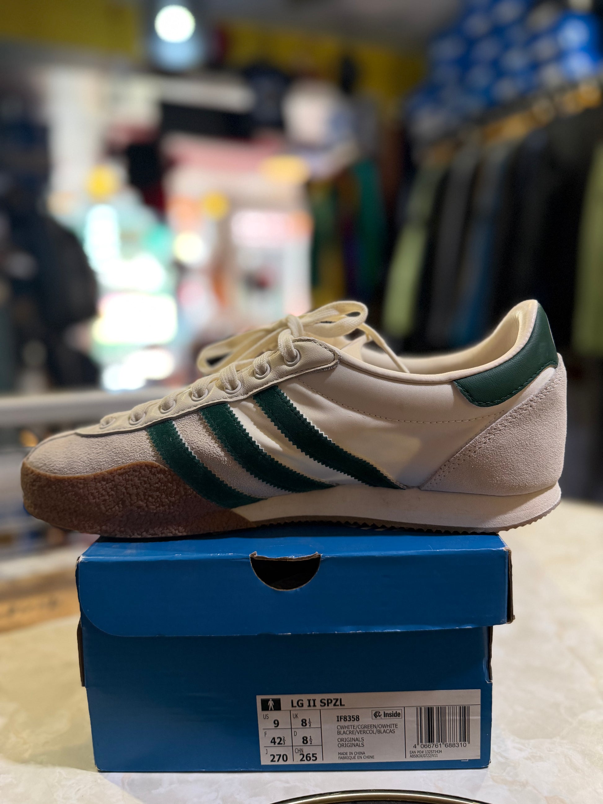 Adidas LG II SPZL Chalk Green White 1F8358 UK 9 - pair on box
