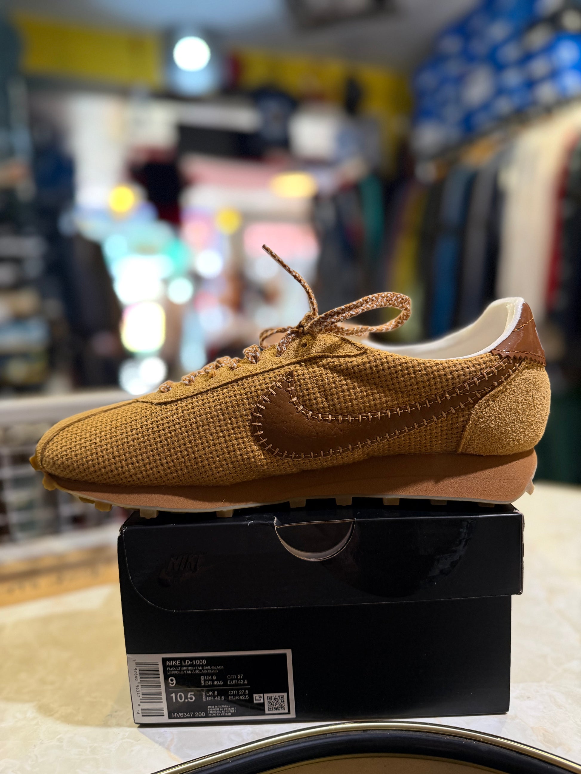 Nike LD-1000 Flax Bronzine Sail Black HV6347-200 UK 8 — side profile on box