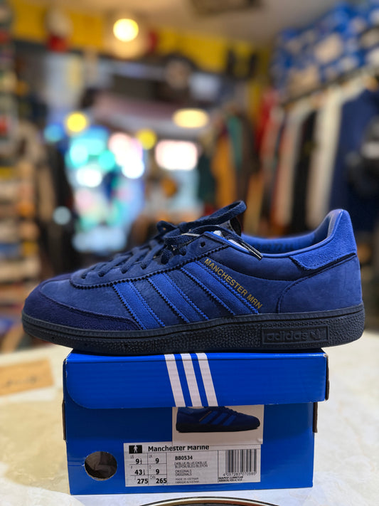 Adidas Manchester Marine navy blue UK 9 with attached original tags and box