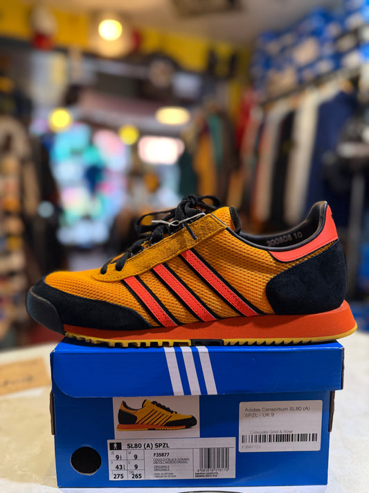 Adidas SL80 (A) SPZL gold black orange UK 9 side view on original box