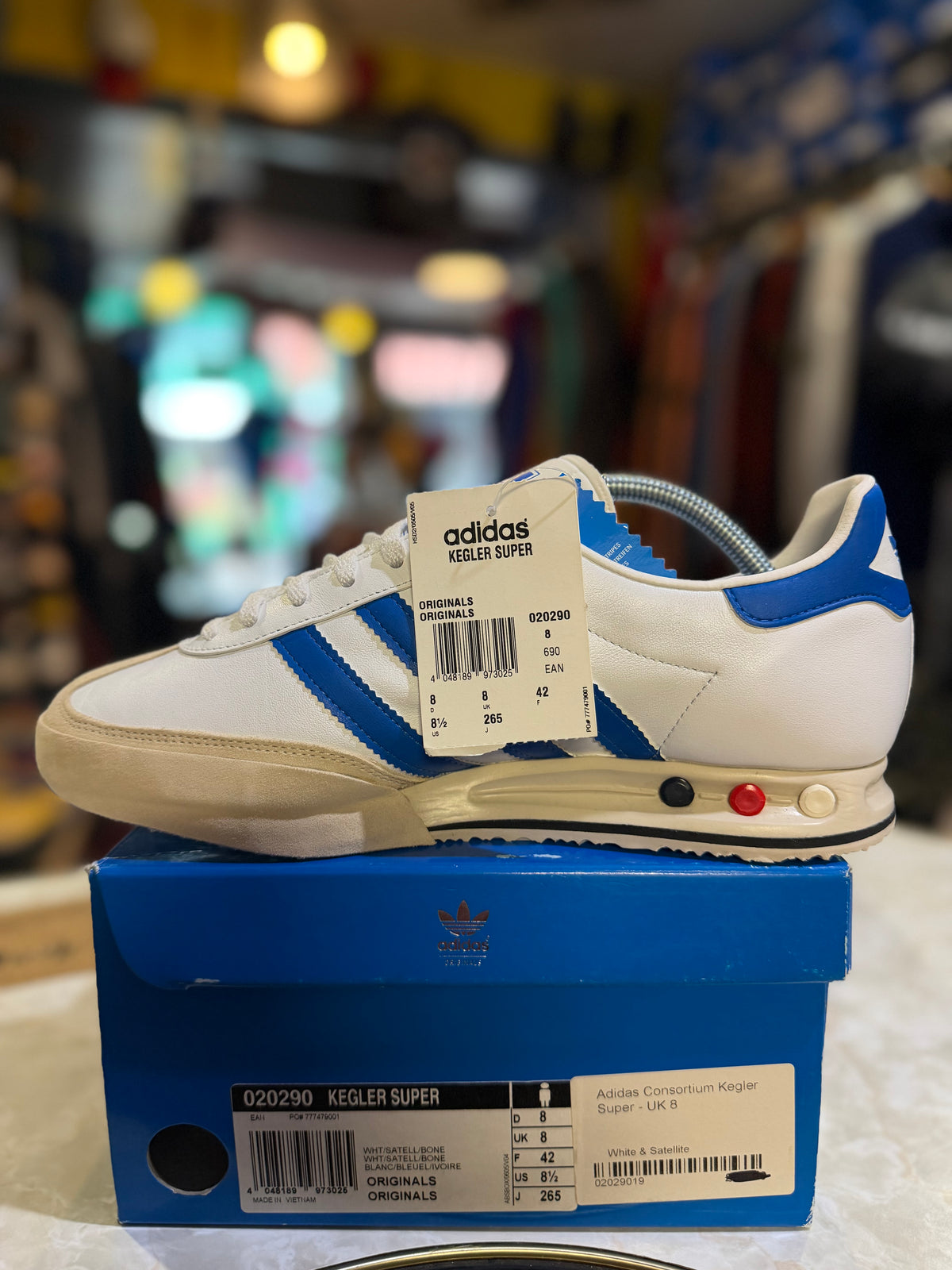 Adidas Consortium Kegler Super 020290 White / Satellite / Bone UK 8 with attached tags and original box