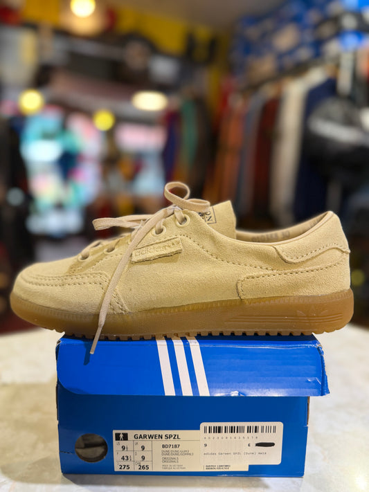 Adidas Garwen SPZL BD7187 Dune / Gum UK 9 suede side view on original box