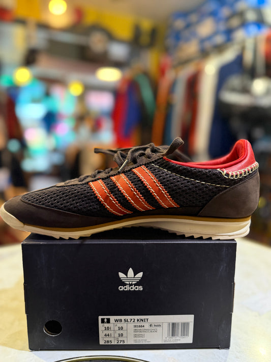 Adidas Wales Bonner SL72 Knit IE1664 UK 10, knitted upper and contrast-stitched orange Three Stripes on original box